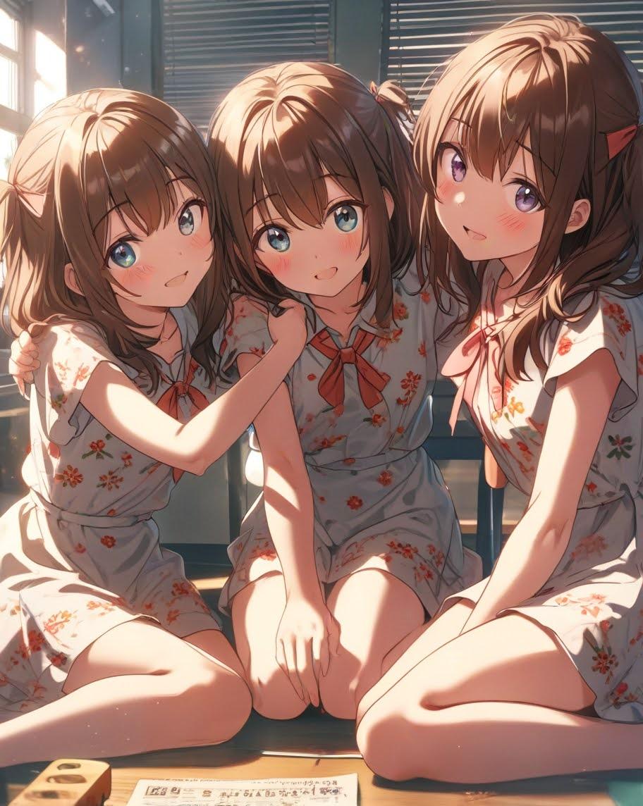 朝起きてすぐ仲直り★The Happiness of Triplets | の人気AIイラスト・グラビア