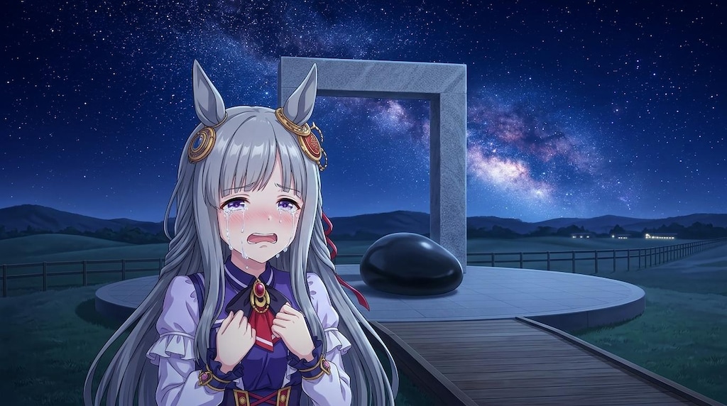 ウマ娘・クロノちゃん、メモリアルの前で号泣する