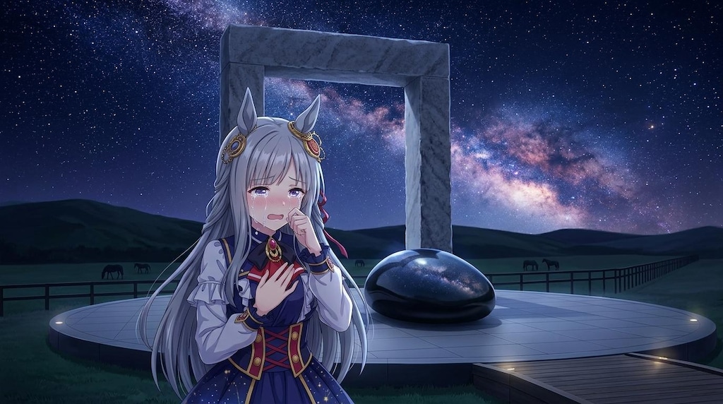 ウマ娘・クロノちゃん、メモリアルの前で号泣する