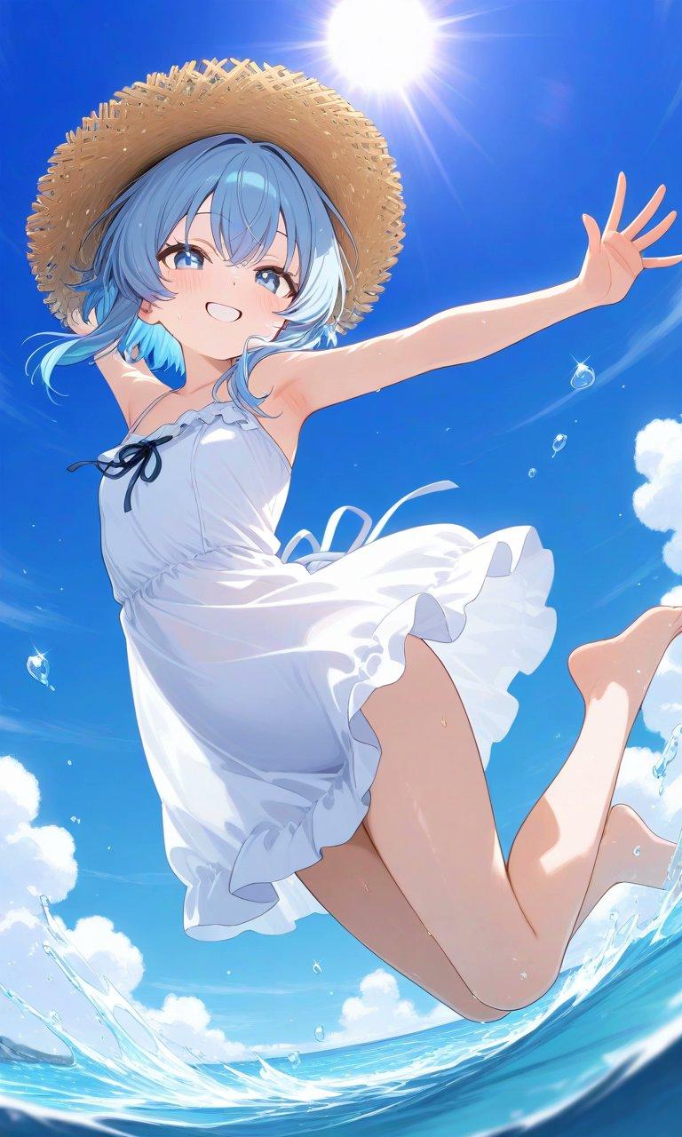 「ハハハハ！冷たくて気持ち～！」
