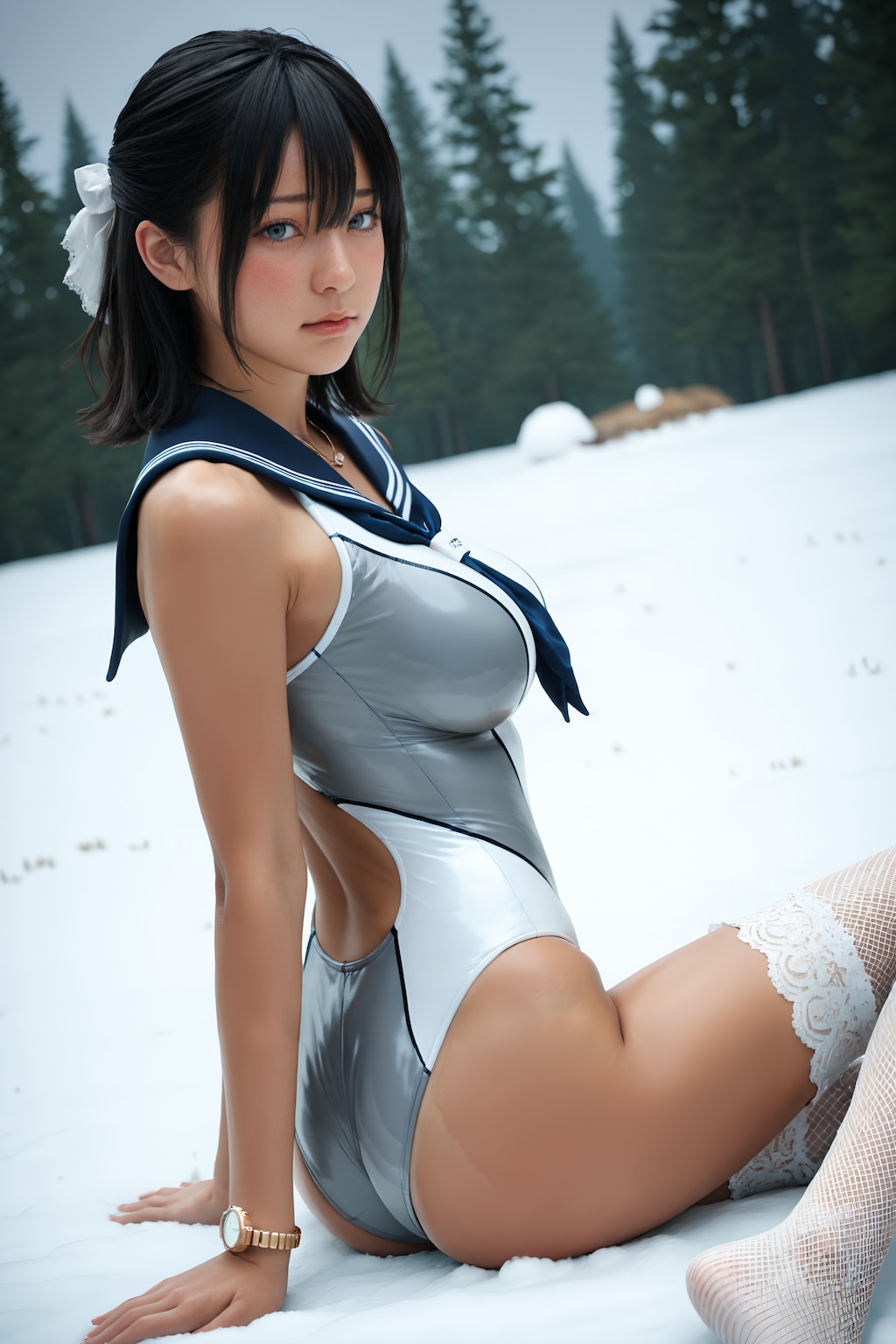 セーラーカラー競泳水着