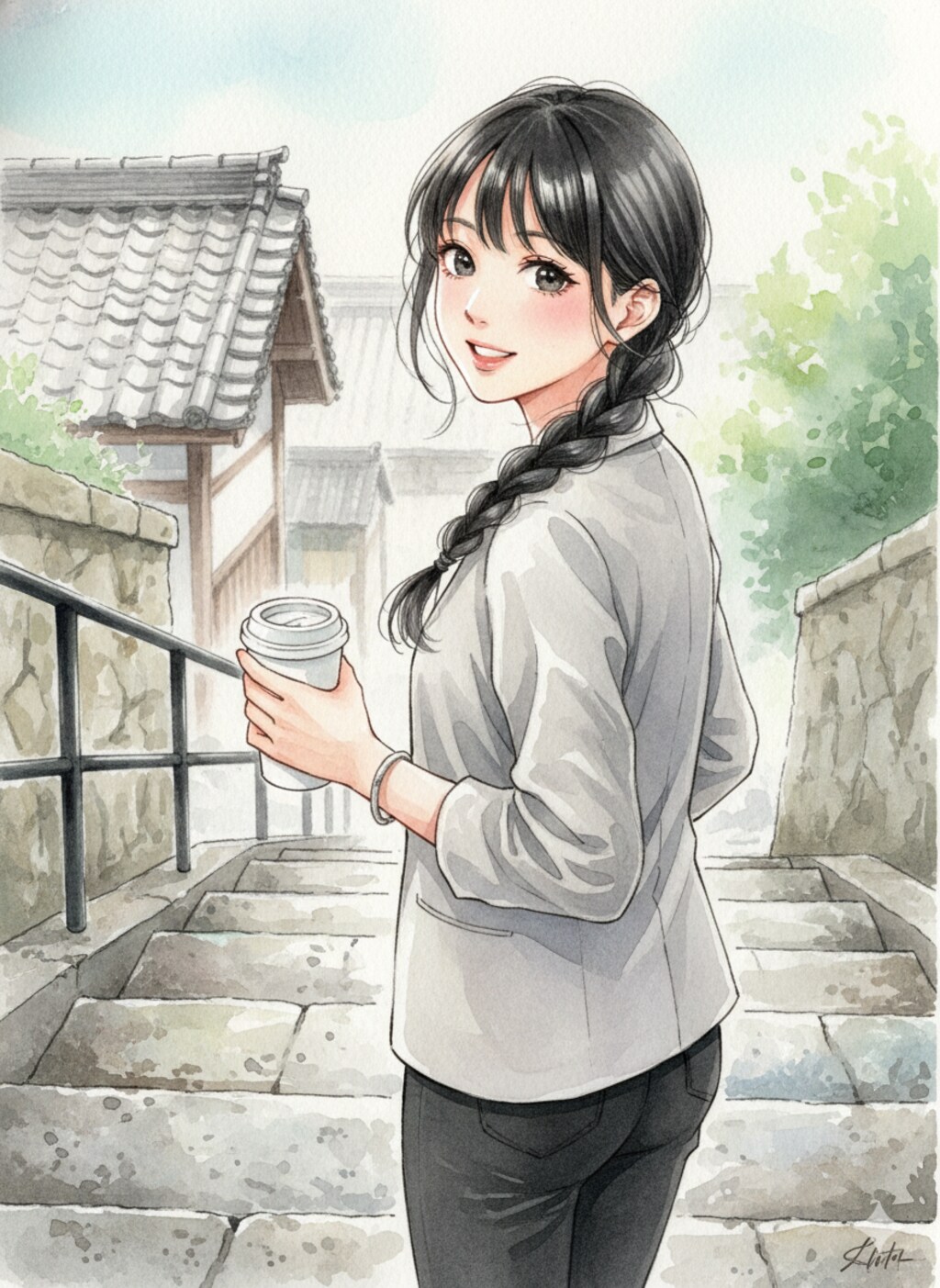 振り返る少女 2