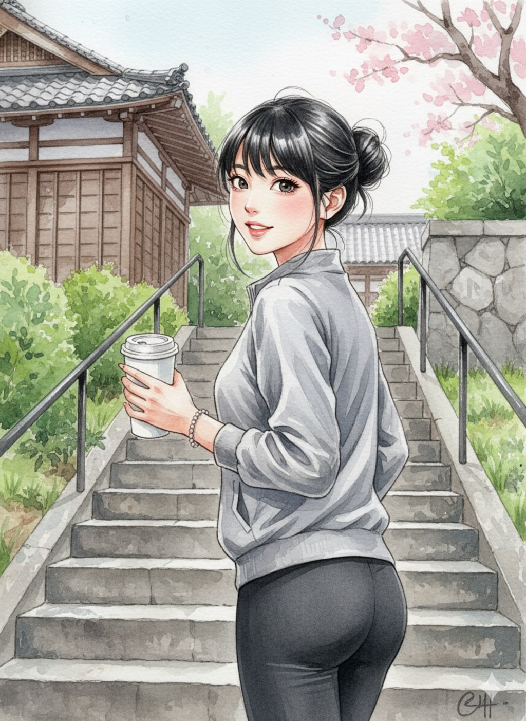 振り返る少女 2