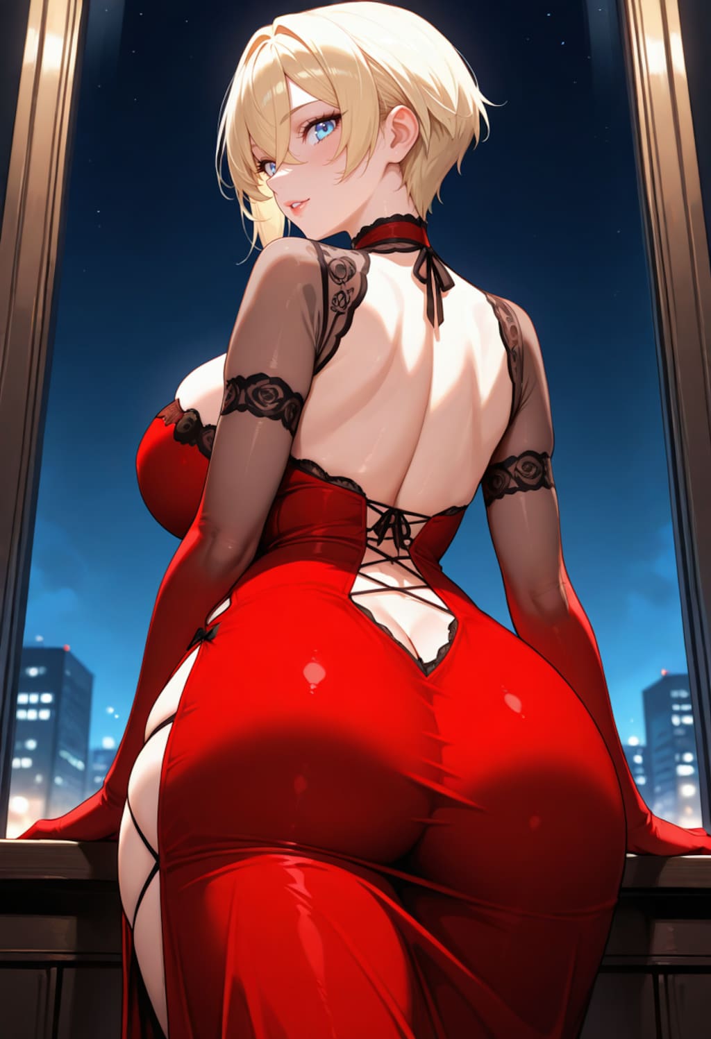 背中からの曲線