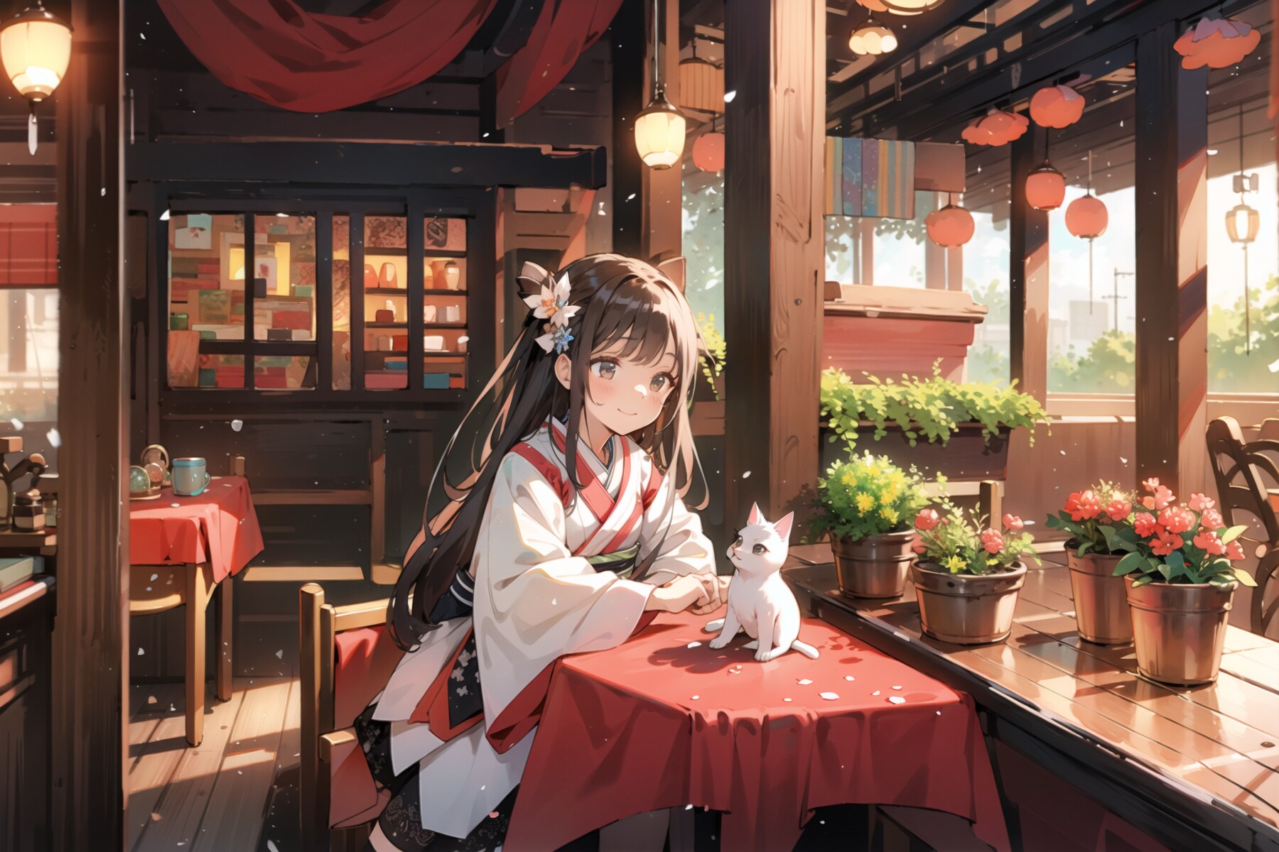 猫と着物少女 : 2023.08.18