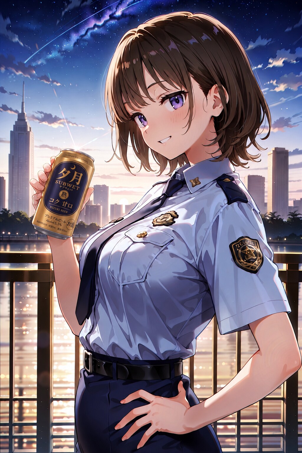 ジト目婦警さんとビール ～乾さつきのドライな日常～ Z820 | の人気AIイラスト・グラビア