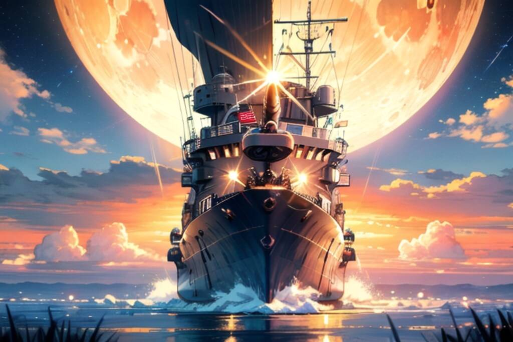 軍艦と月夜