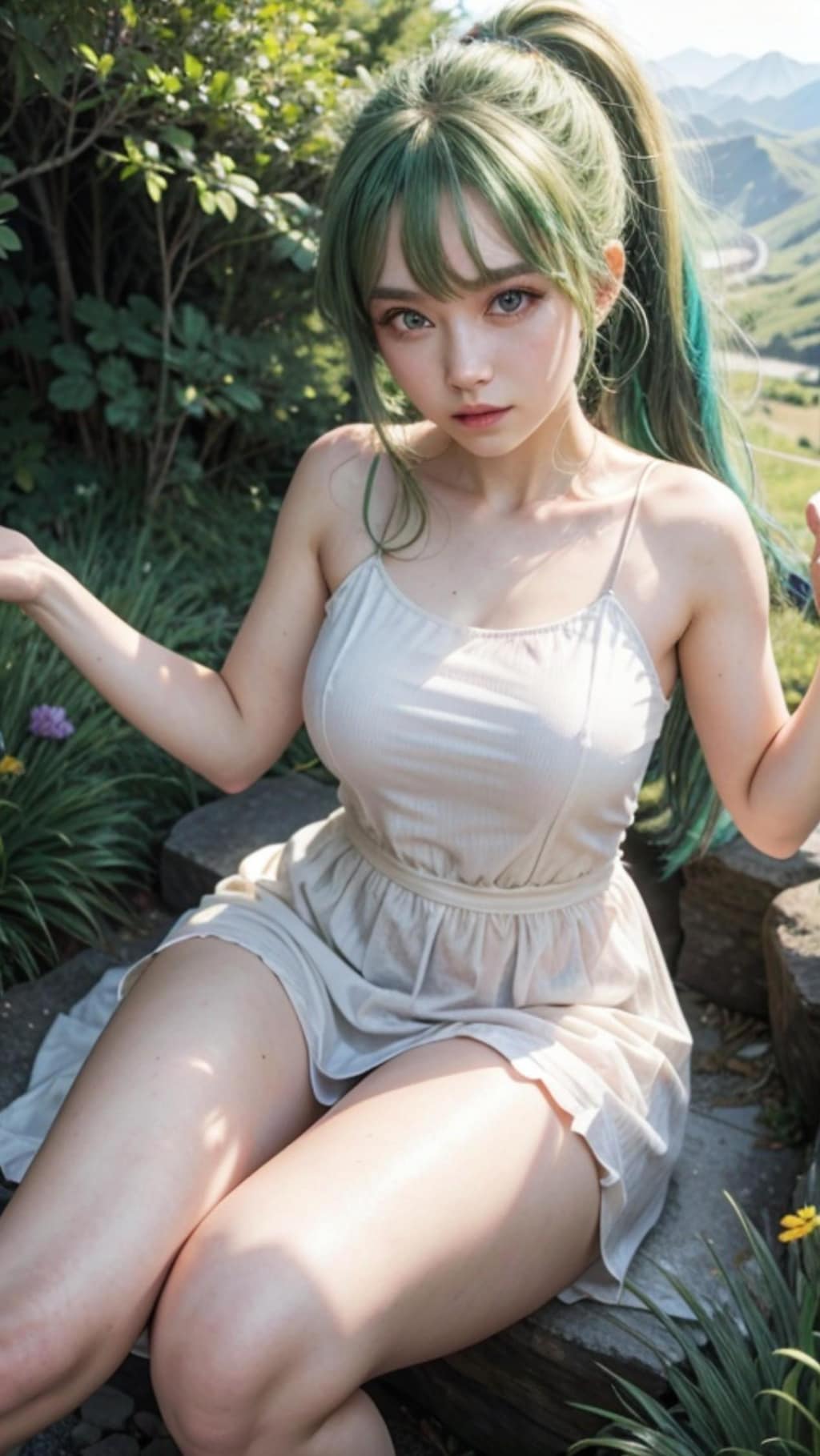 緑髪の人