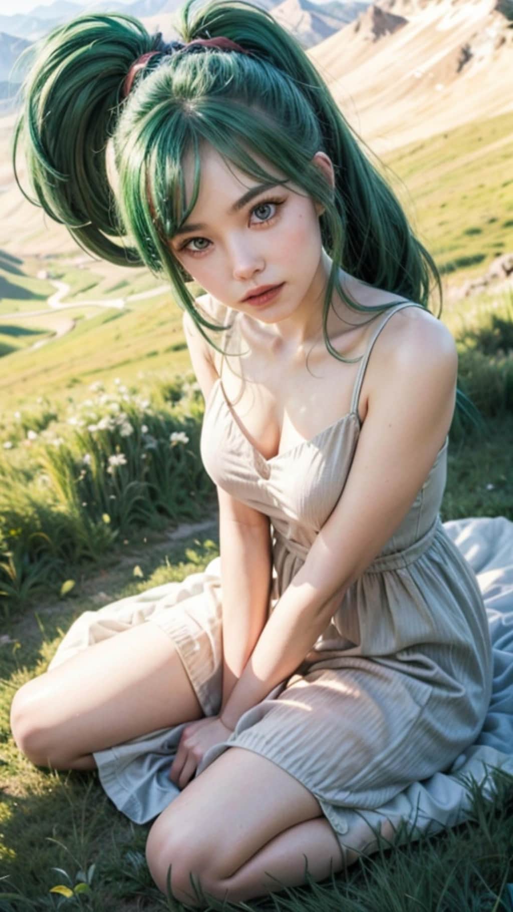 緑髪の人