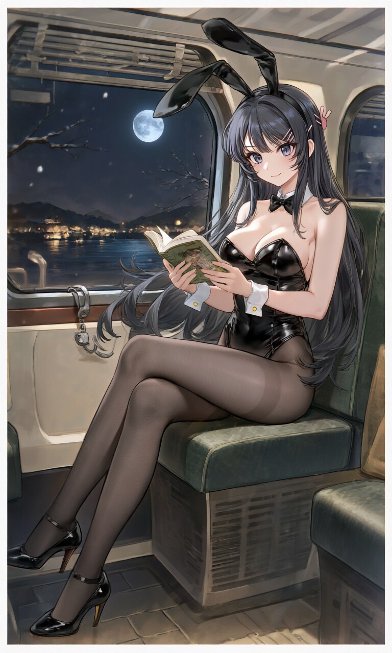 麻衣さんと夜汽車(PixAI版)