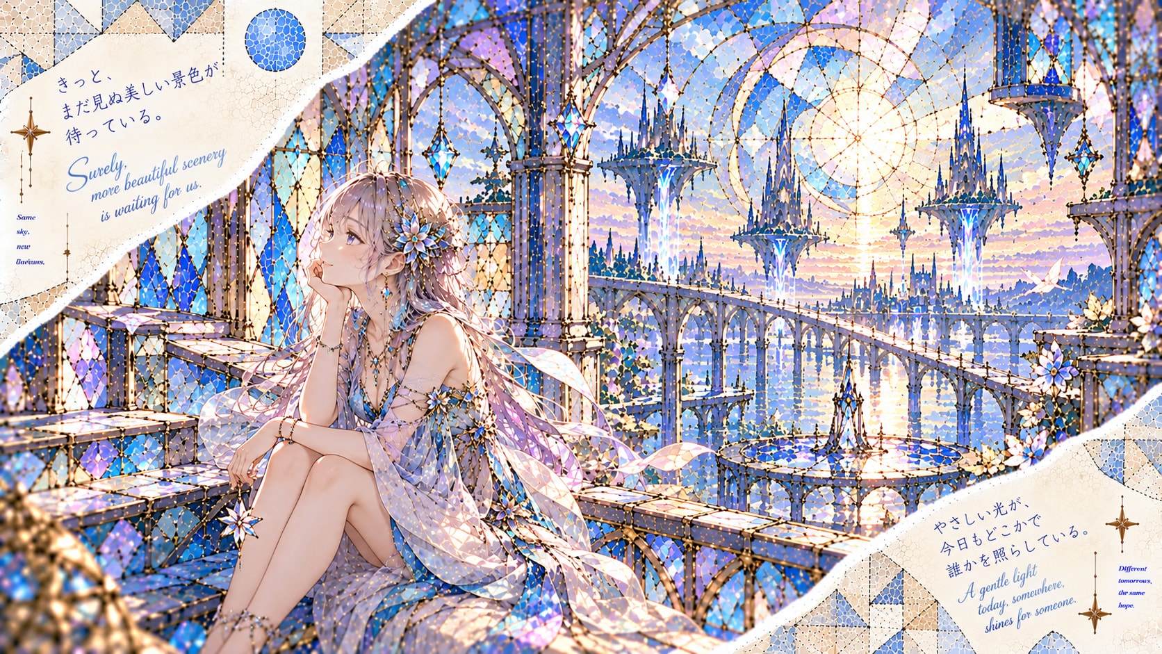 Gallery of Gentle Light  Surely, more beautiful scenery is waiting for us.  Beneath arches of staine | の人気AIイラスト・グラビア
