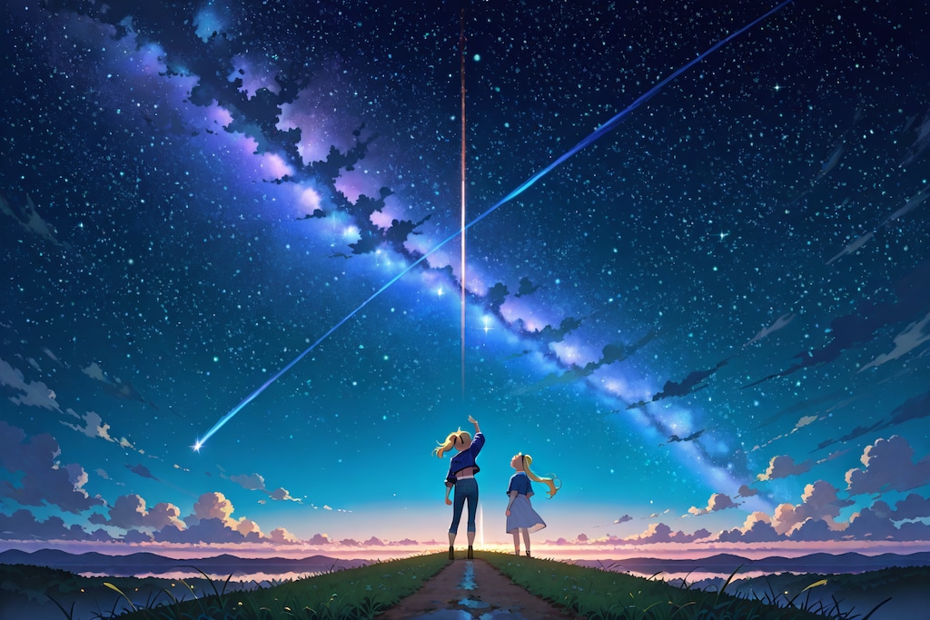 夜空を見上げて