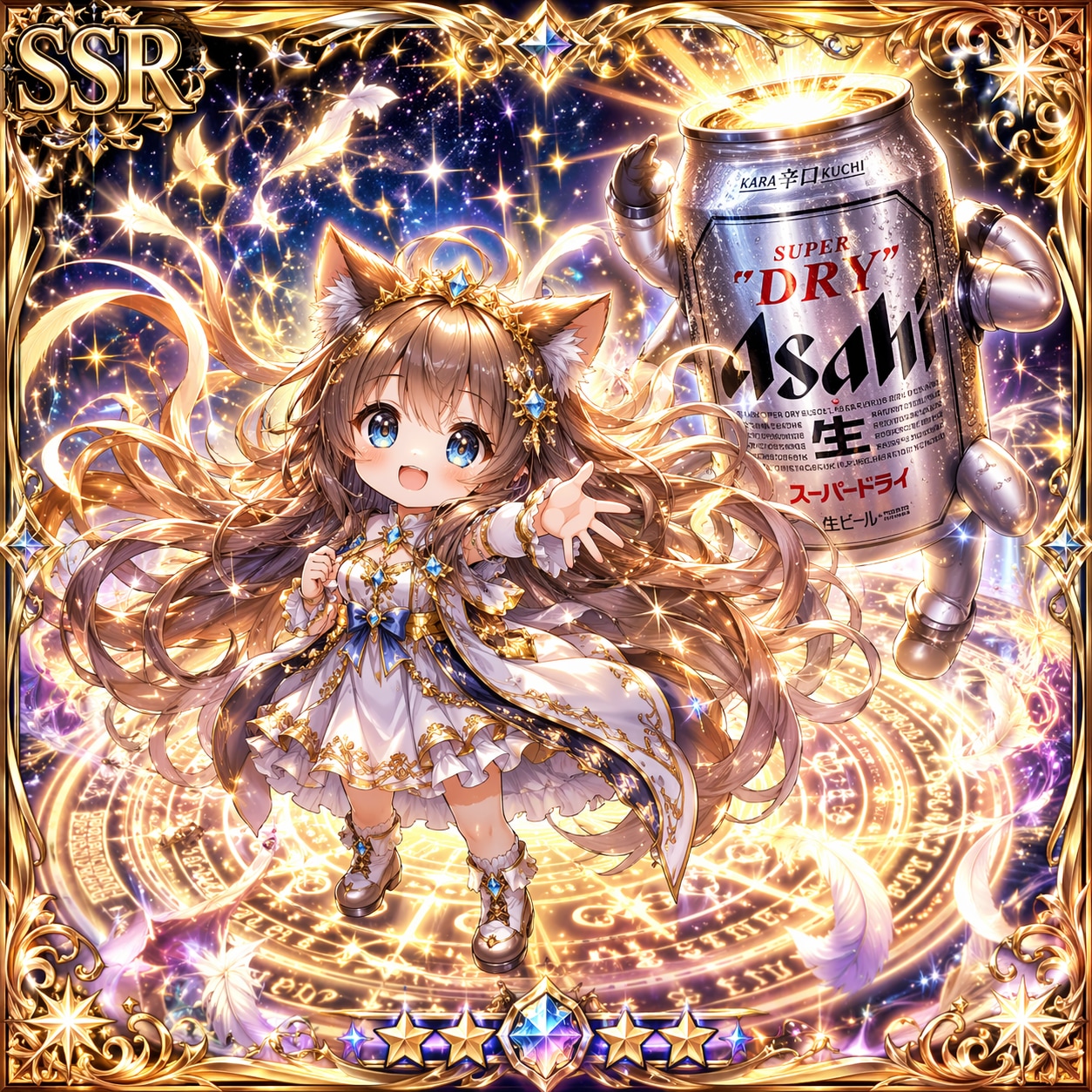 SSRカードのビール缶と小さな女の子 | の人気AIイラスト・グラビア