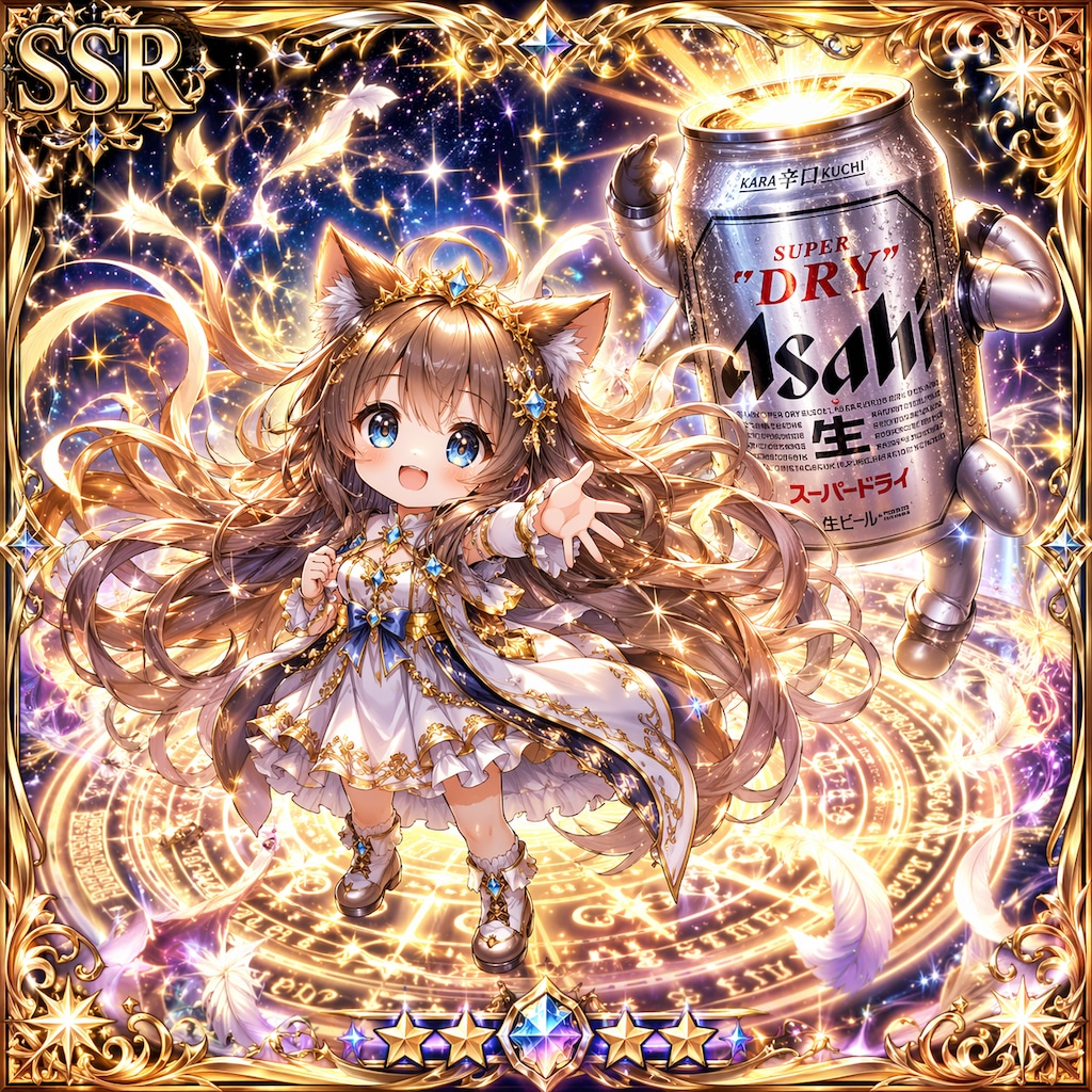 SSRカードのビール缶と小さな女の子