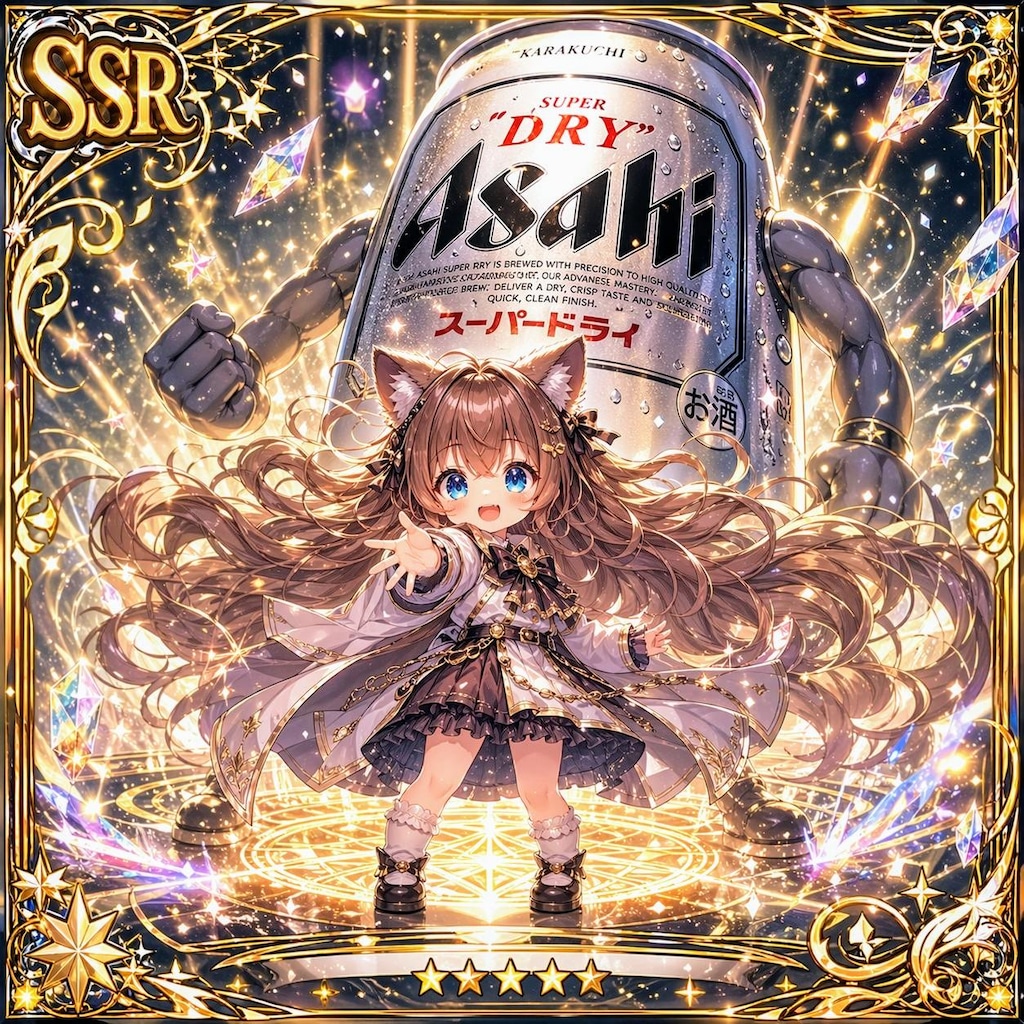 SSRカードのビール缶と小さな女の子