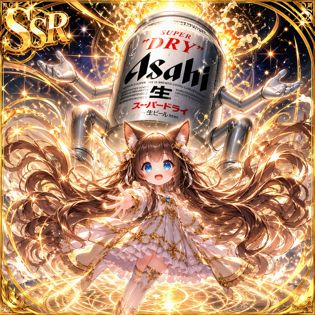 SSRカードのビール缶と小さな女の子