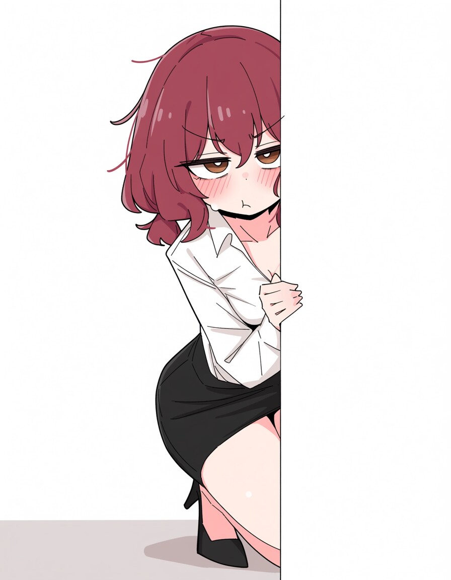 壁に隠れて