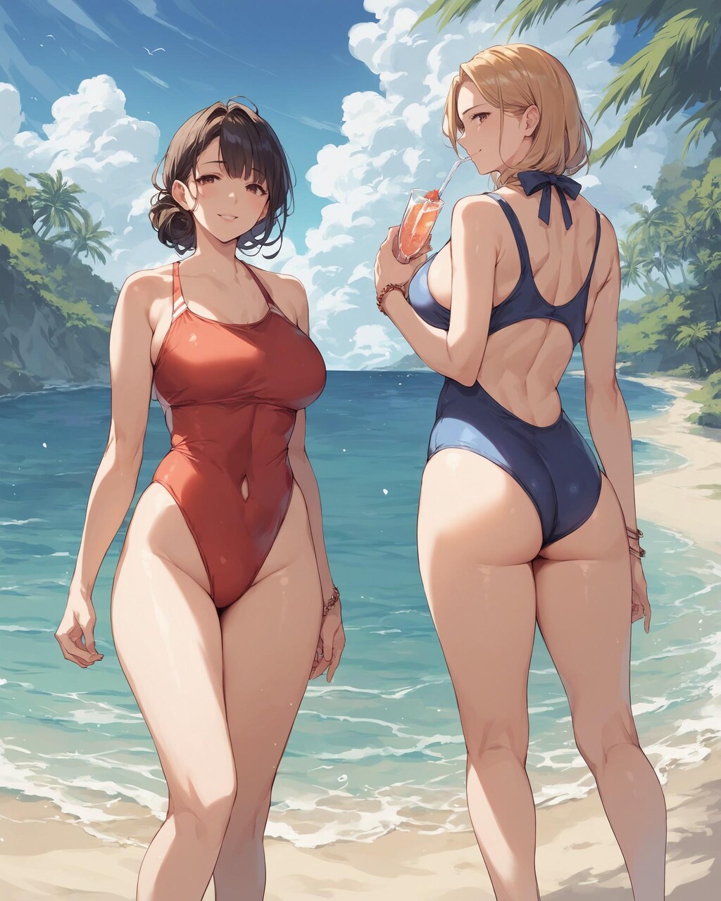 水着のお母さん