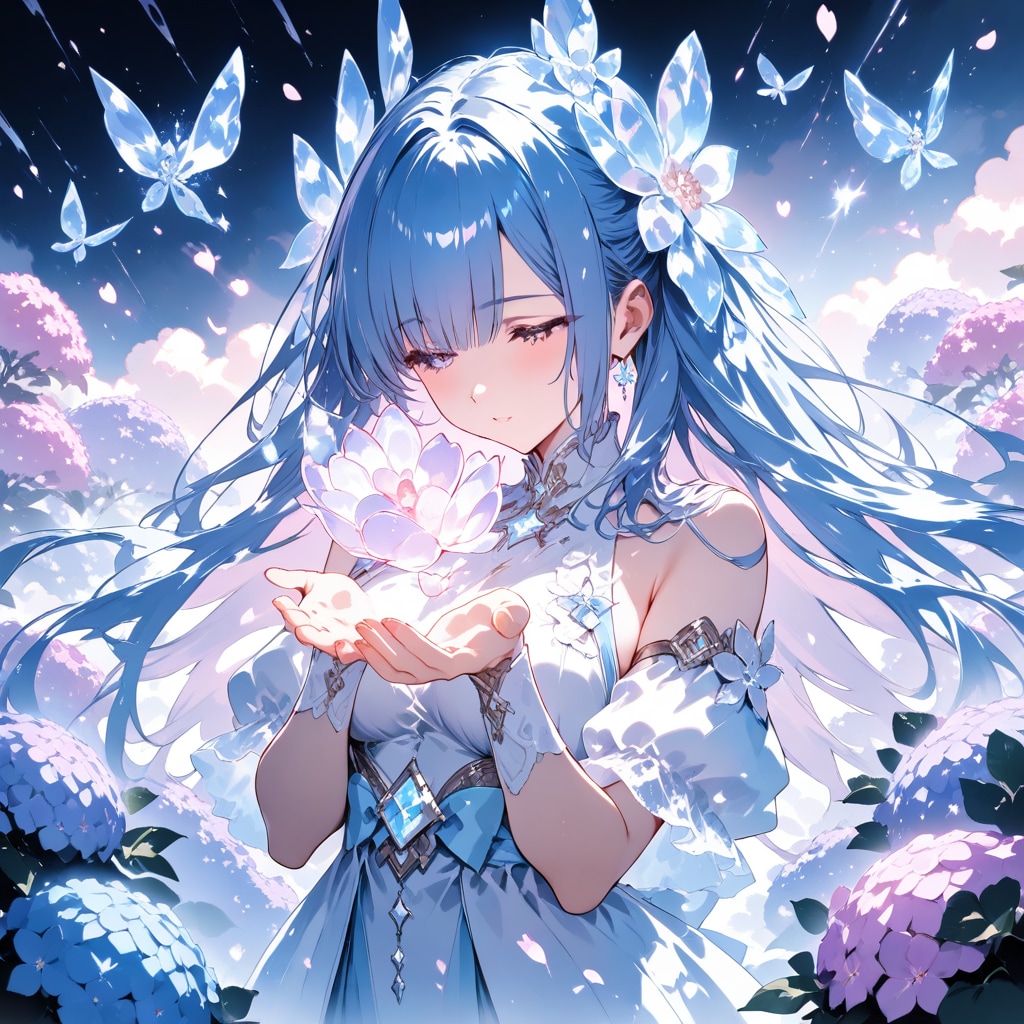 ガラスの紫陽花