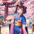 桜に和服は良く似合う。 2枚目