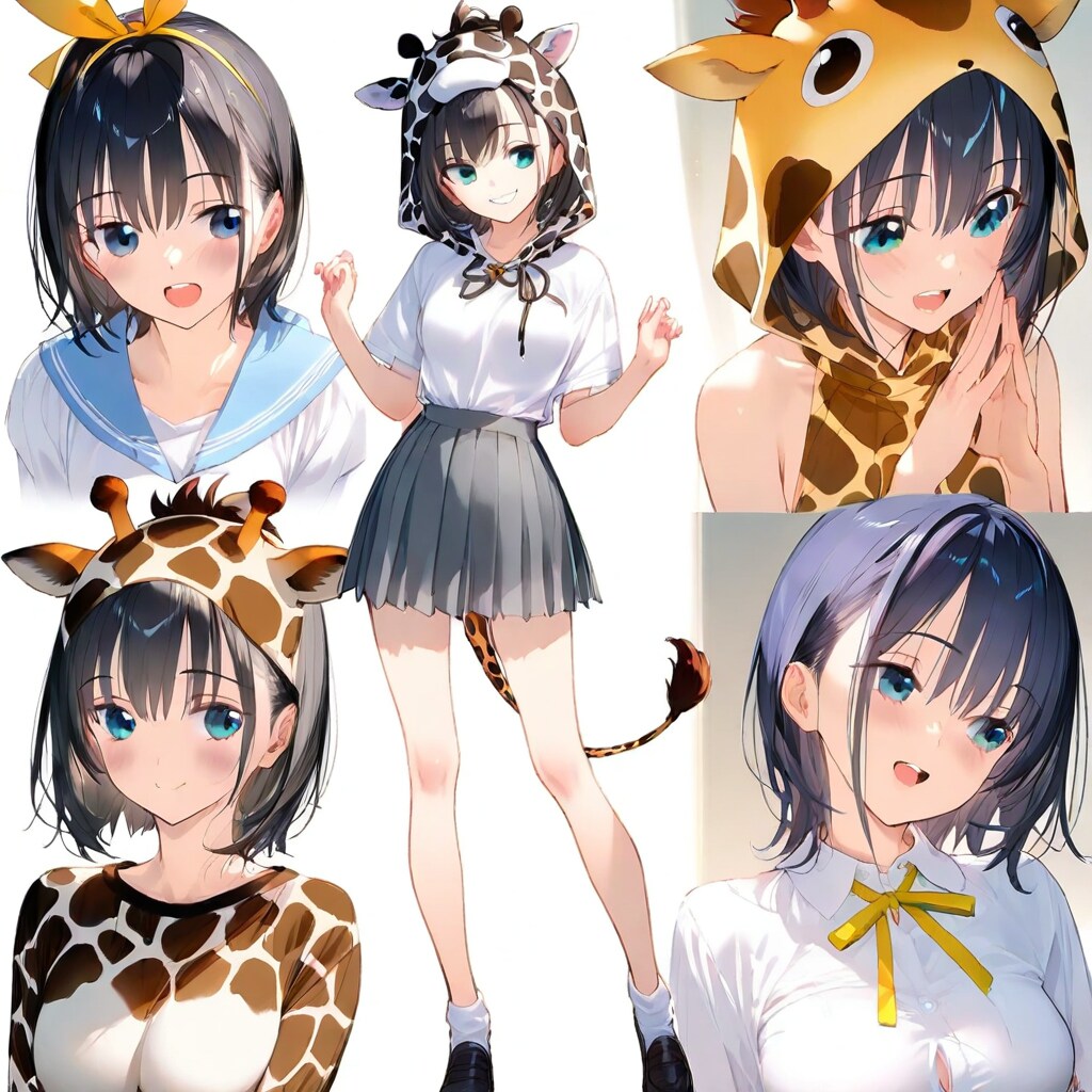 ４コマ？キリン着ぐるみちび子ちゃんとお姉さん