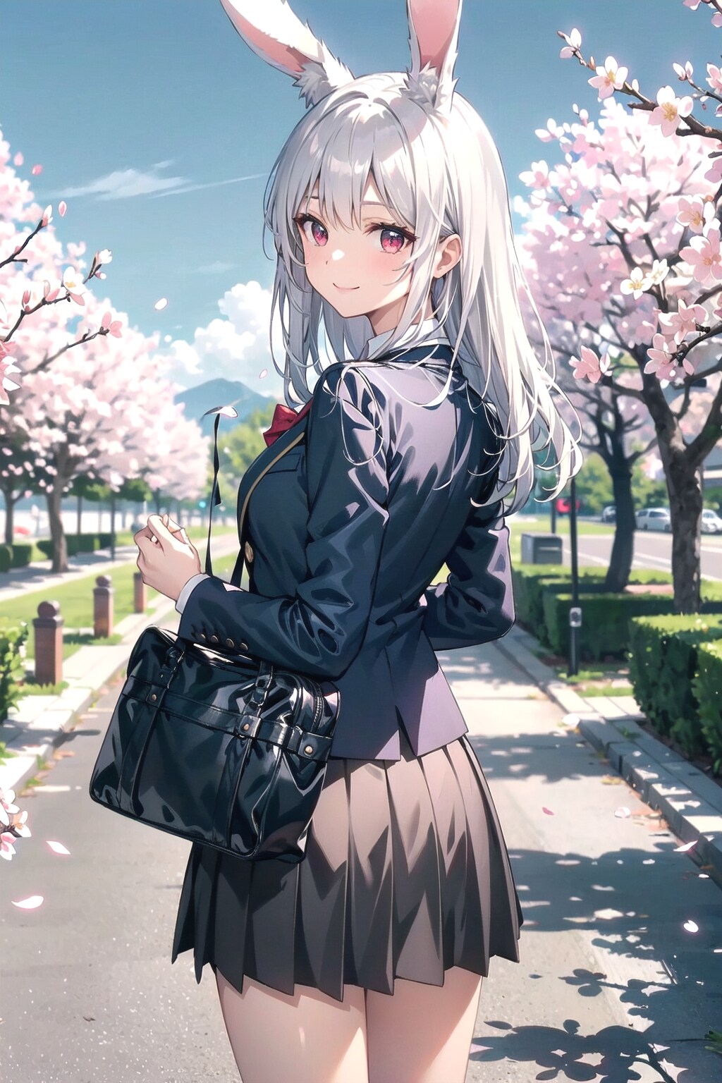 3月3日「みみの日」記念🎉 桜咲くみみちゃんの制服姿🐰