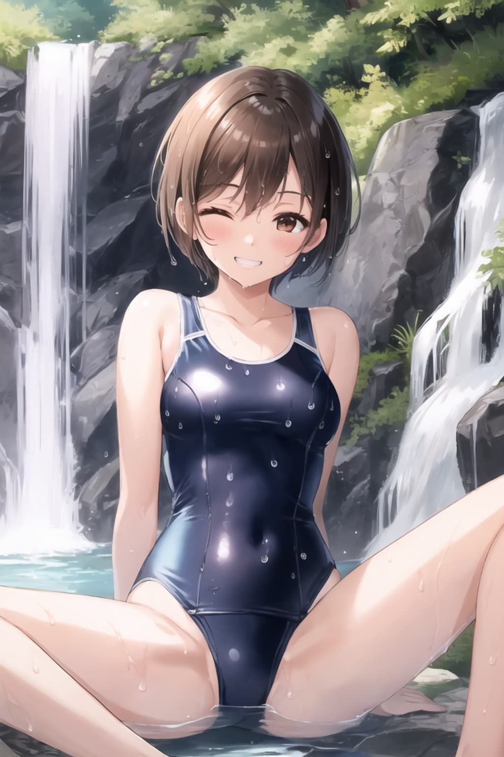 水遊びしてた娘たちが誘ってきます