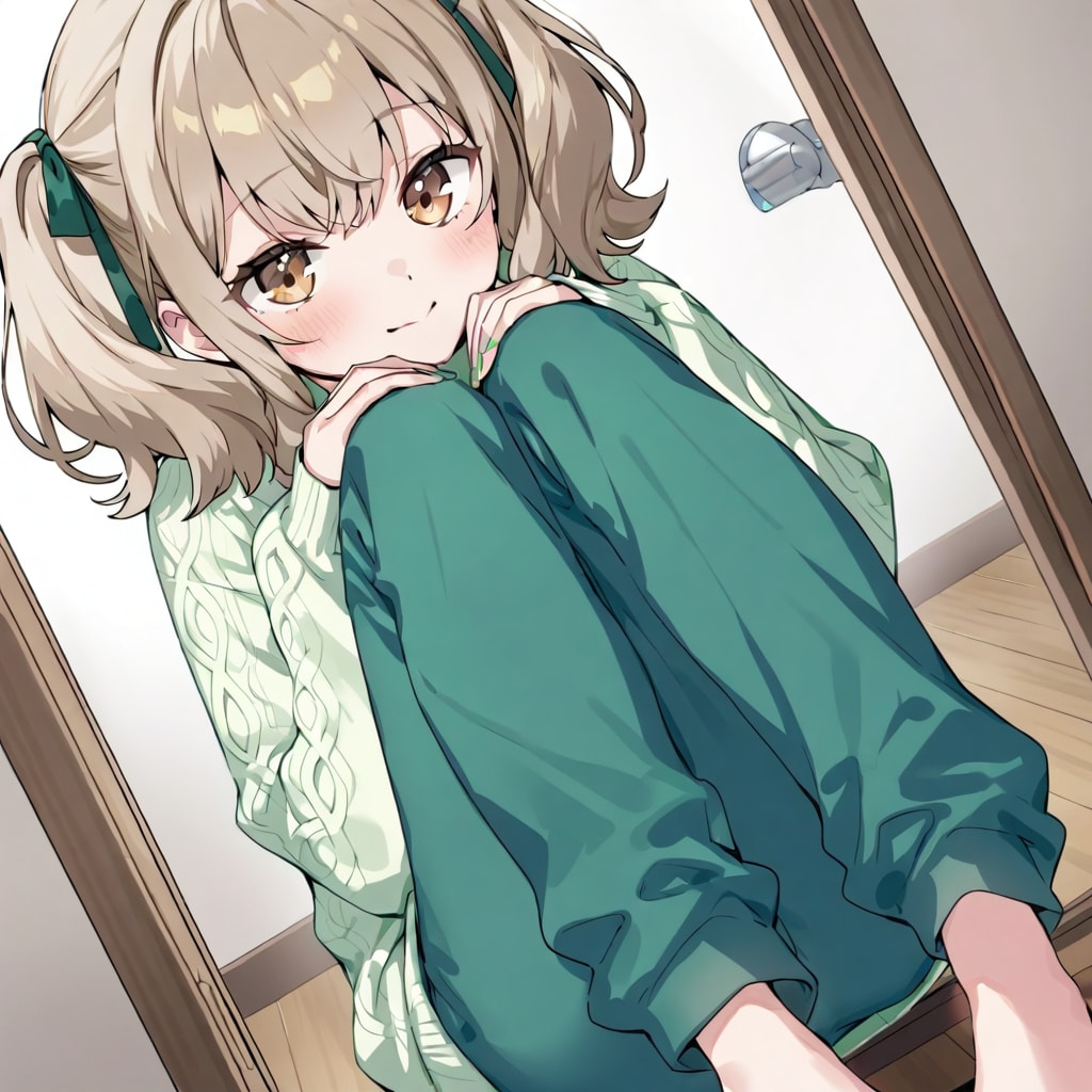 体育座りをする女の子