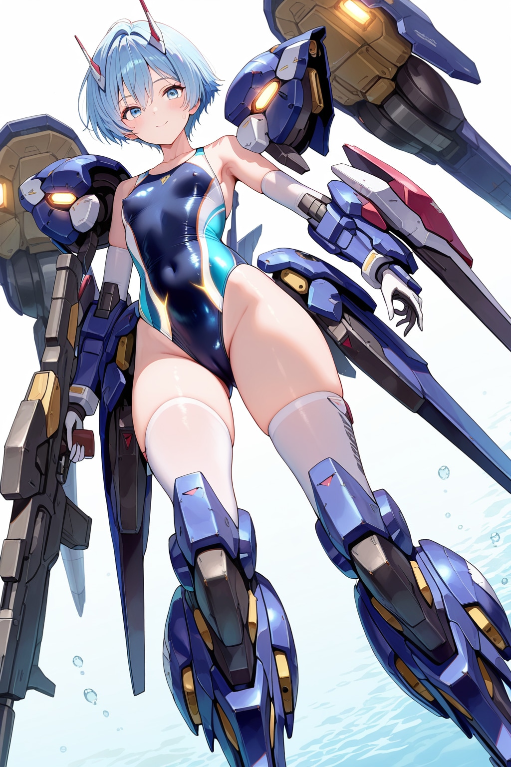 装備を外したメカ娘達の百合バカンス💕・・その微笑ましい光景に敵対国家の巡回中メカ娘も思わずニッコリ😊♪