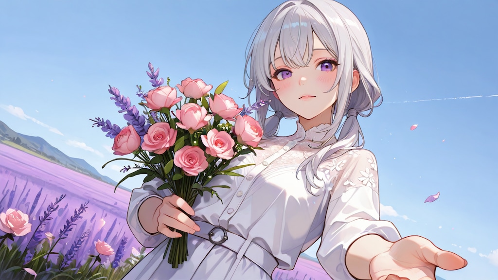 ラベンダーの咲く花畑で《Stable Diffusion XL版》