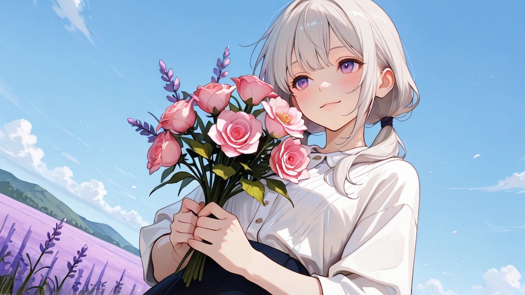 ラベンダーの咲く花畑で《Stable Diffusion XL版》