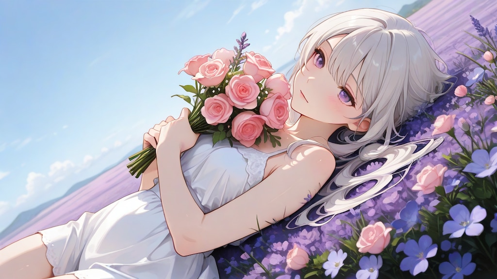ラベンダーの咲く花畑で《Stable Diffusion XL版》