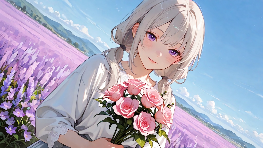 ラベンダーの咲く花畑で《Stable Diffusion XL版》