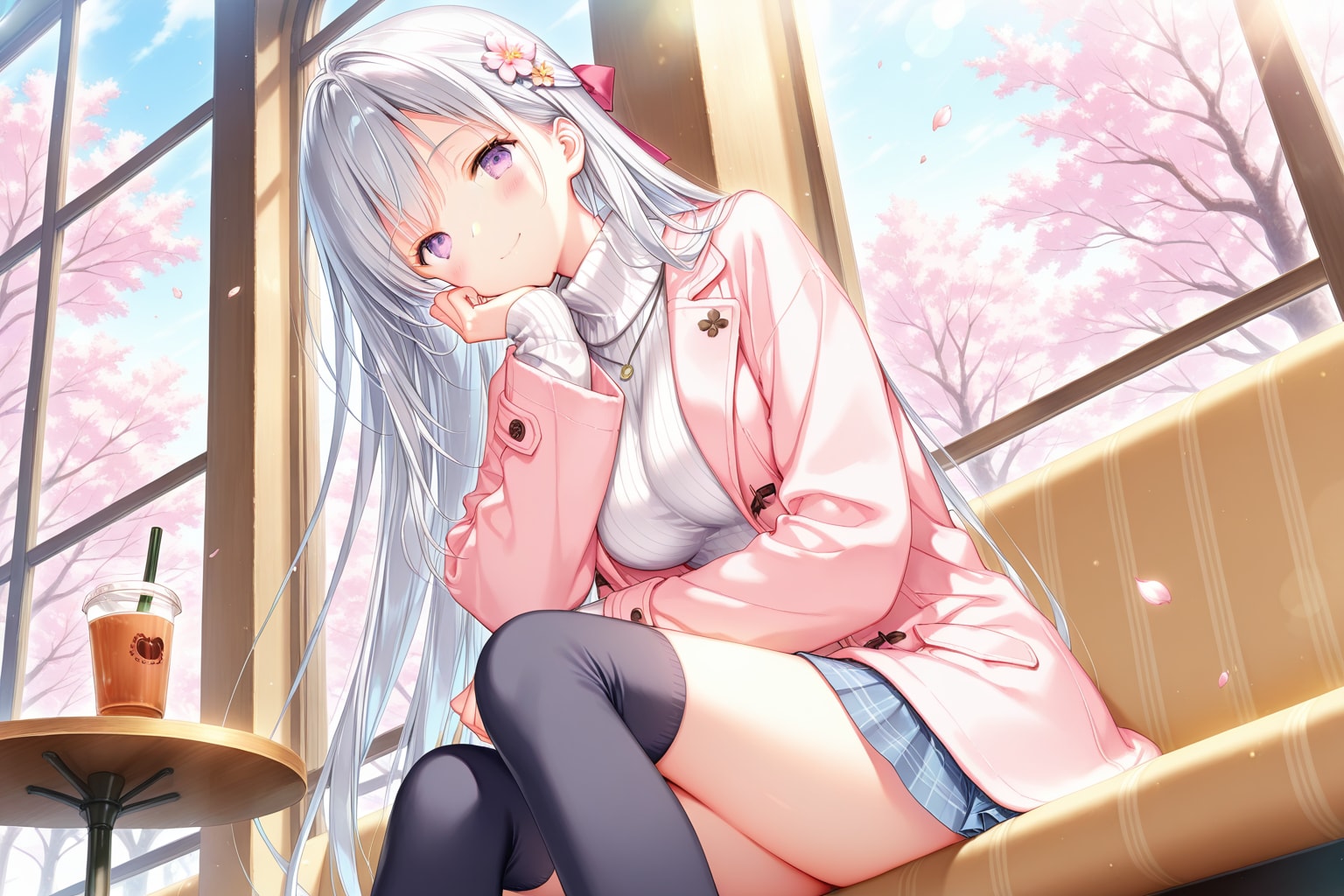 桜とカフェとご休憩 | の人気AIイラスト・グラビア