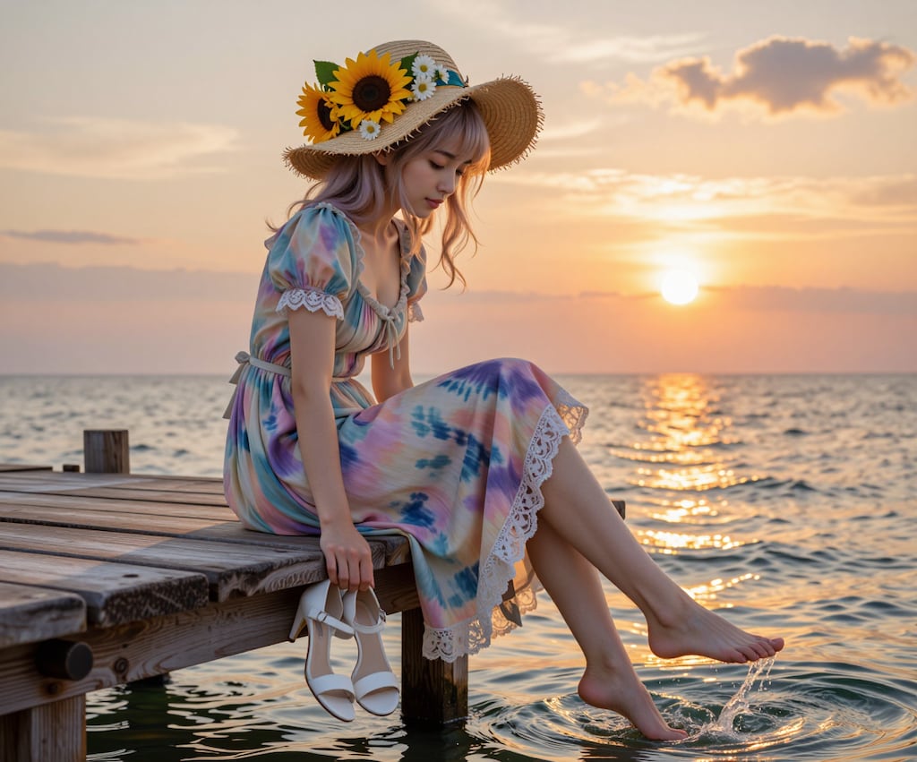 桟橋で夕涼み