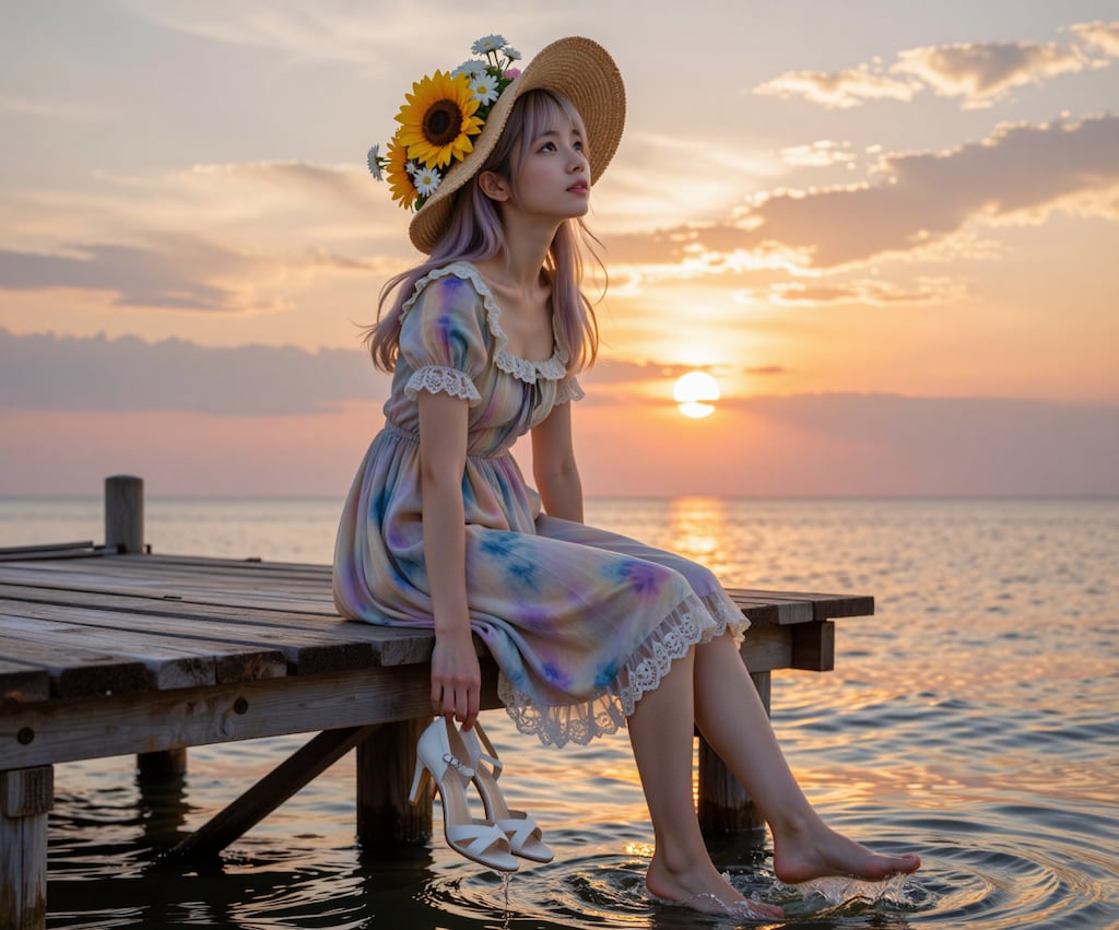 桟橋で夕涼み