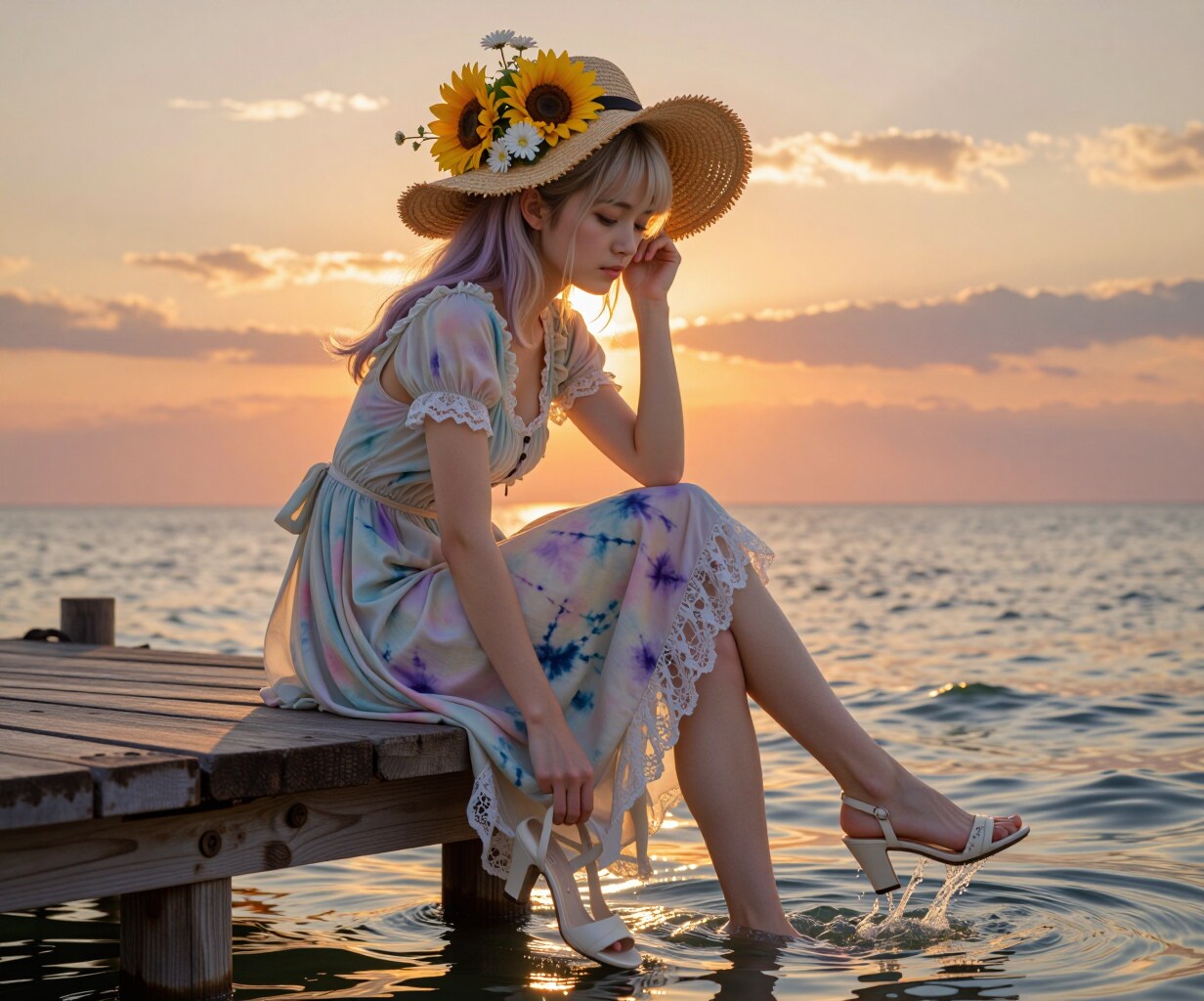 桟橋で夕涼み