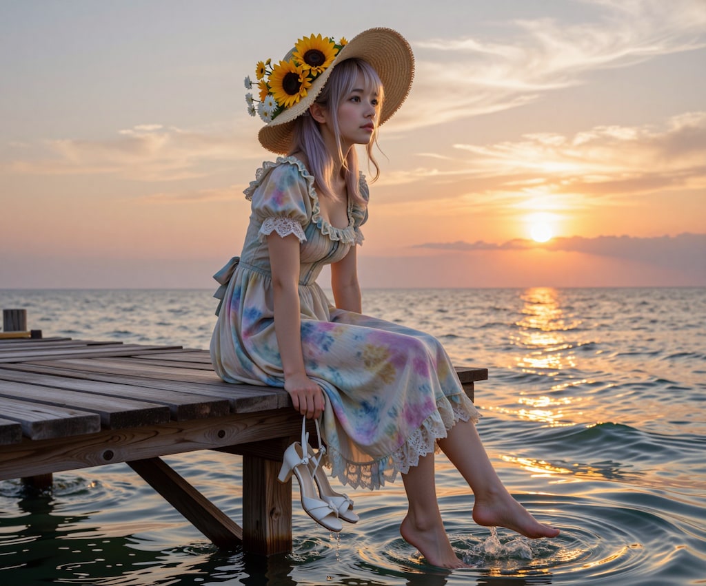 桟橋で夕涼み