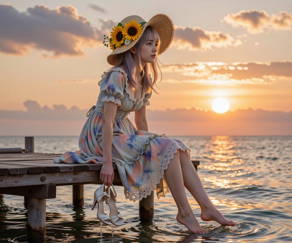 桟橋で夕涼み
