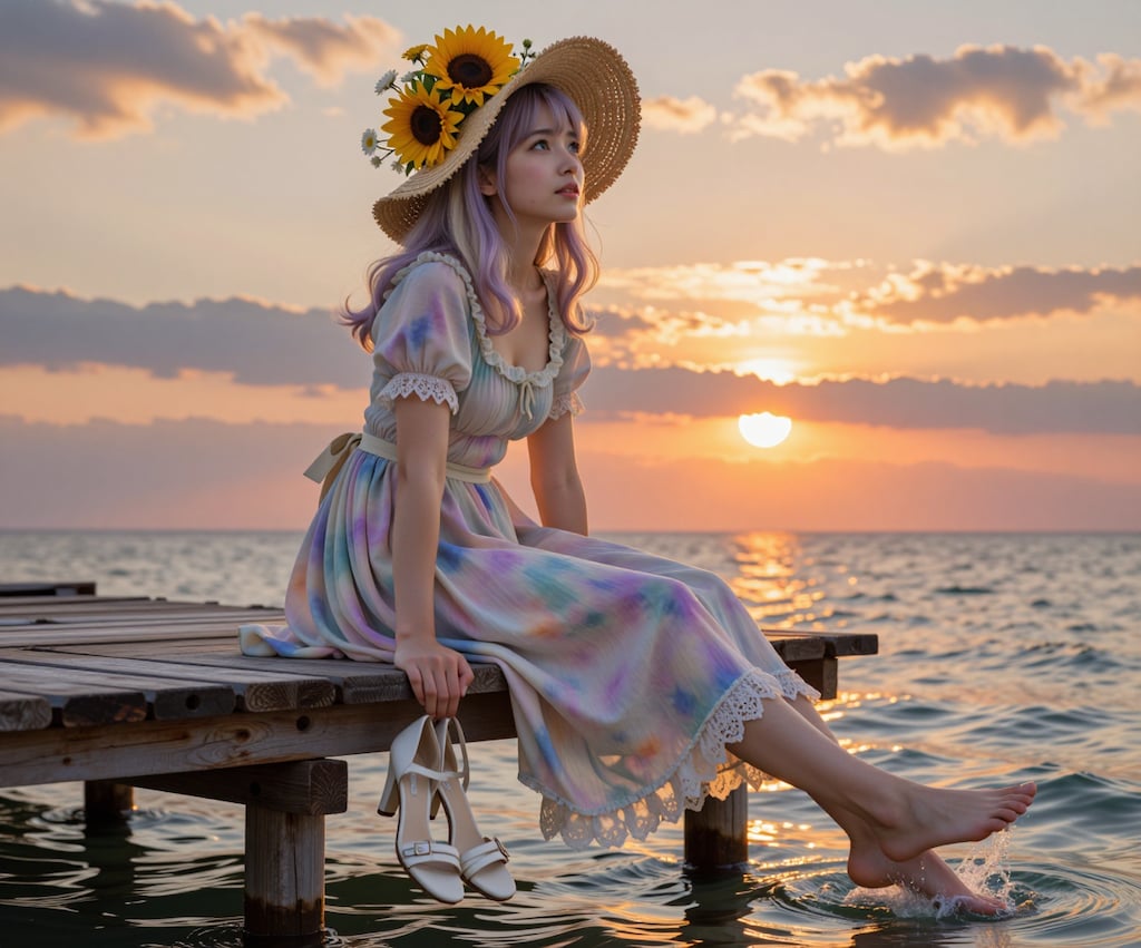 桟橋で夕涼み