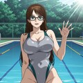 岡田ユリコ×競泳水着 4枚目