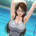 岡田ユリコ×競泳水着 6枚目