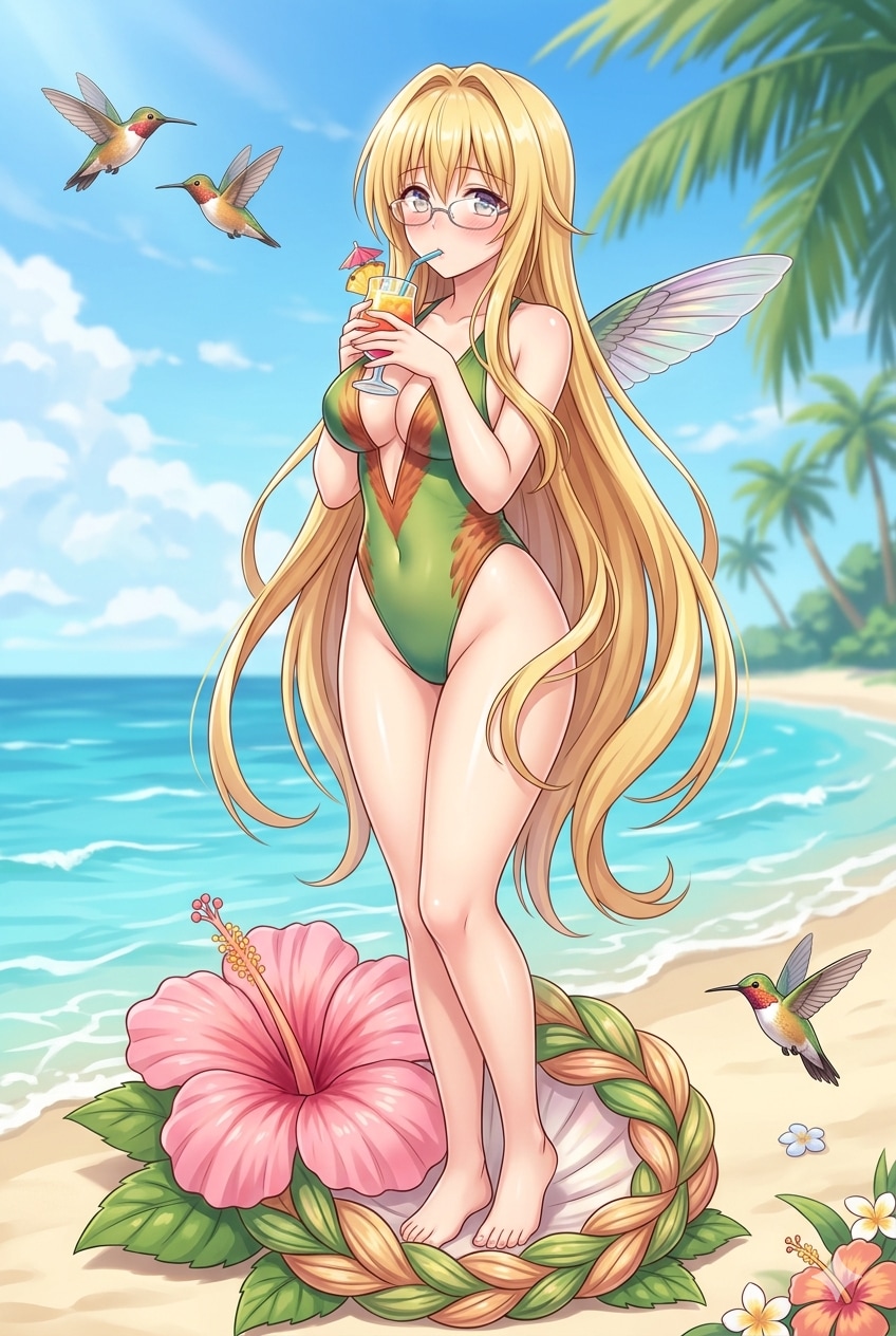 ハチドリ擬人化(世界の名画)