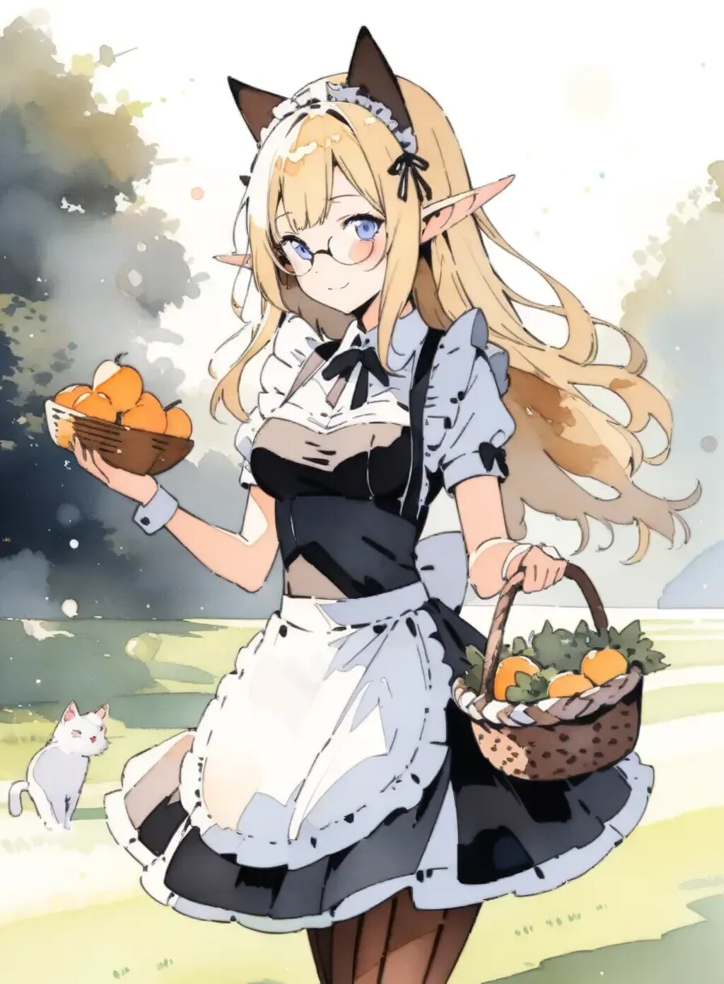 水彩画風エルフメイド2