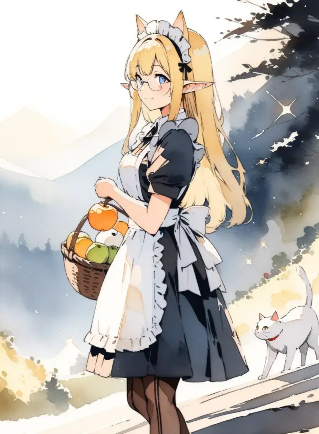 水彩画風エルフメイド2