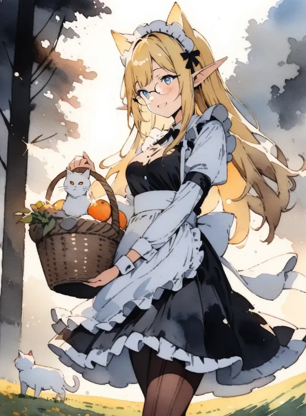 水彩画風エルフメイド2