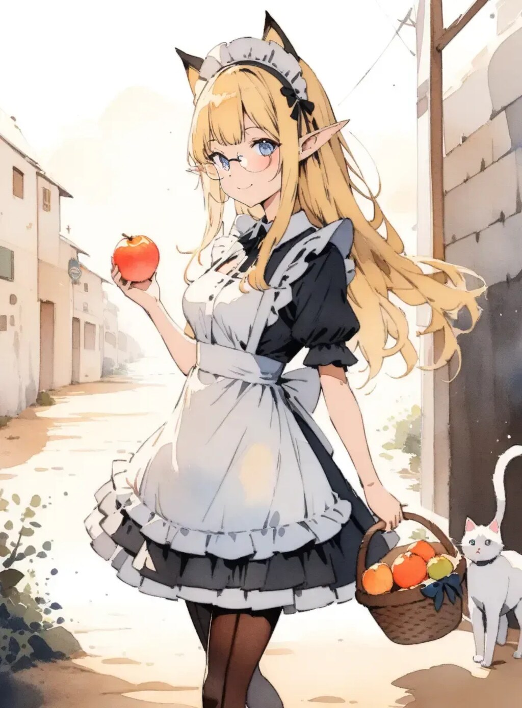 水彩画風エルフメイド2