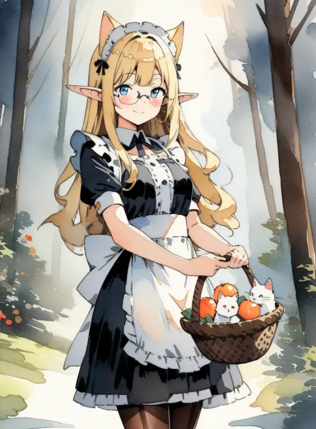 水彩画風エルフメイド2