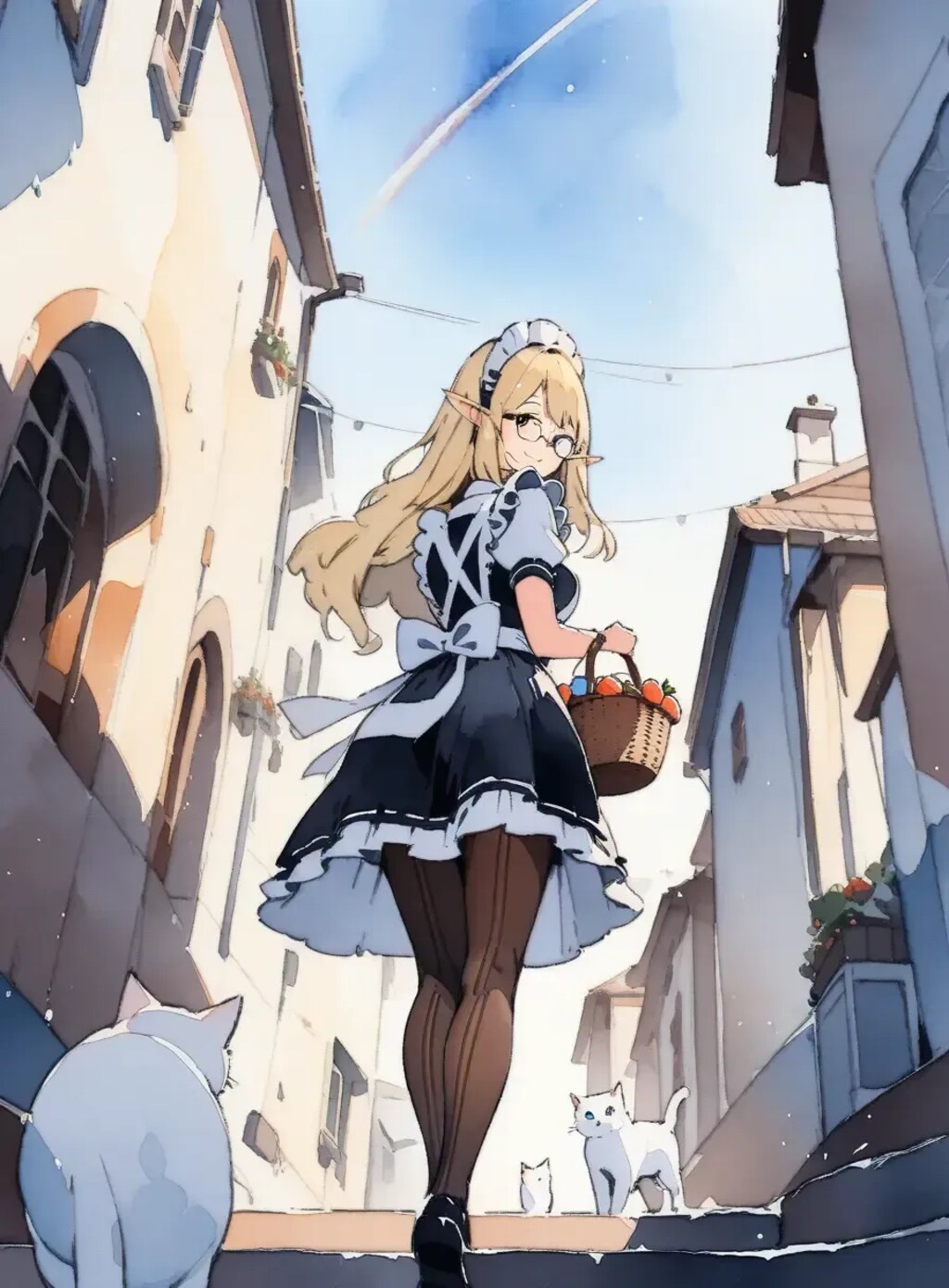 水彩画風エルフメイド2