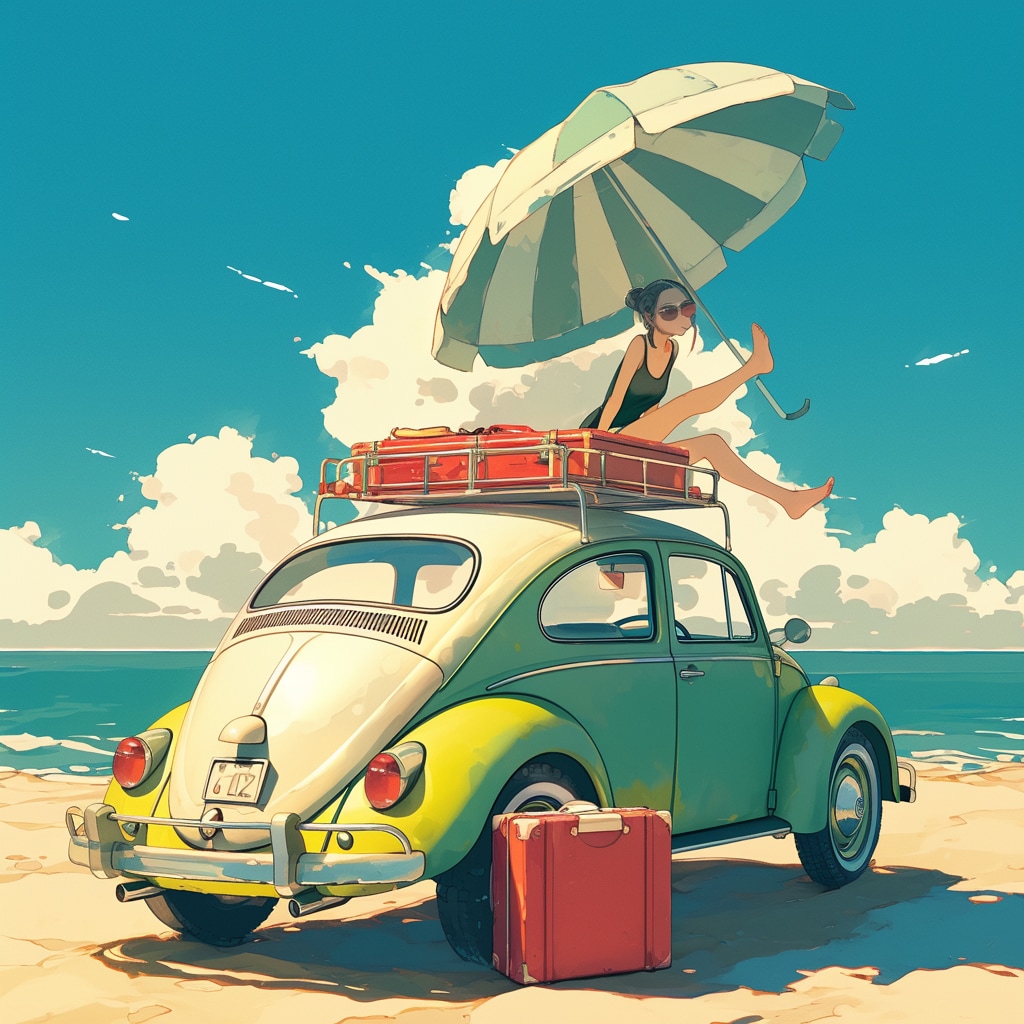 ビートルで気ままな一人旅（荷物多め）